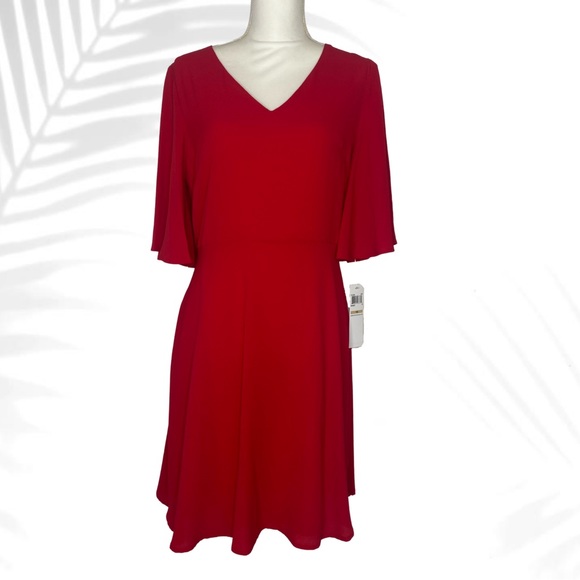 Flowy, fun, RED Scarlet Holiday Party Dress • Size 12 • London Times  NWT - Picture 1 of 13